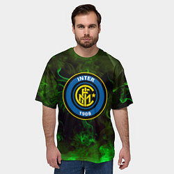 Футболка оверсайз мужская Интер кислотный огонь, цвет: 3D-принт — фото 2