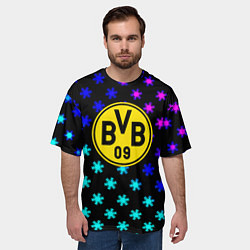 Футболка оверсайз мужская Borussia неоновые снежинки, цвет: 3D-принт — фото 2