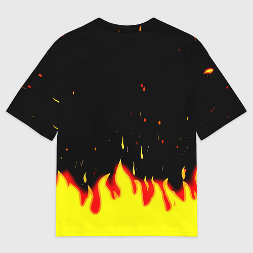 Мужская футболка оверсайз AEK огненные краски / 3D-принт – фото 2