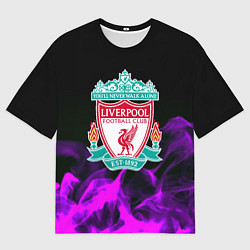 Футболка оверсайз мужская Liverpool неоновый огонь, цвет: 3D-принт