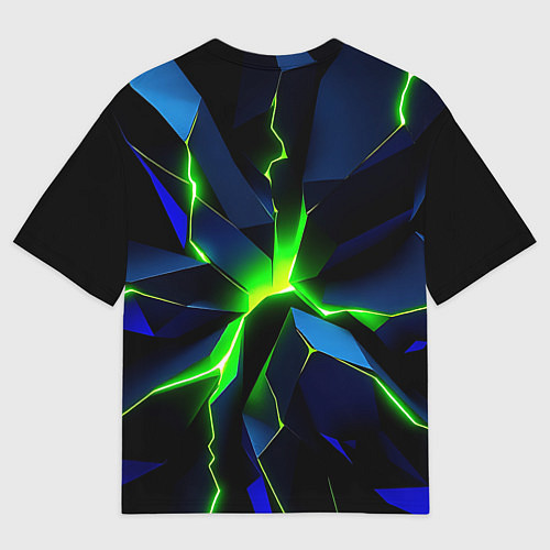 Мужская футболка оверсайз Neon green glow / 3D-принт – фото 2