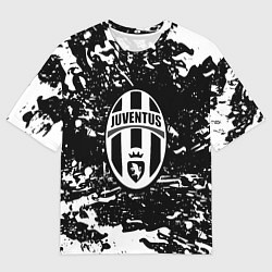 Мужская футболка оверсайз Ювентус белые штрихи красок