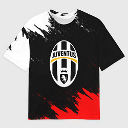 Мужская футболка оверсайз Ювентус краски текстура