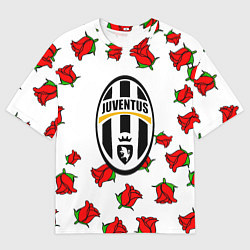 Футболка оверсайз мужская Ювентус розы текстура, цвет: 3D-принт