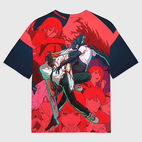 Мужская футболка оверсайз Битва с Резе Человек бензопила / 3D-принт – фото 2