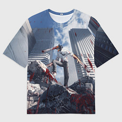 Мужская футболка оверсайз Denji in city Chainsaw man