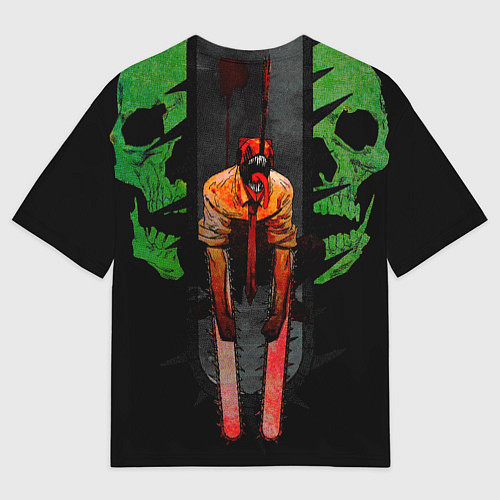Мужская футболка оверсайз Дэндзи с черепами Человек бензопила / 3D-принт – фото 2