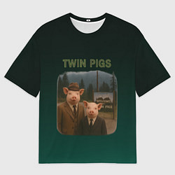 Футболка оверсайз мужская Twin Pigs пародия, цвет: 3D-принт