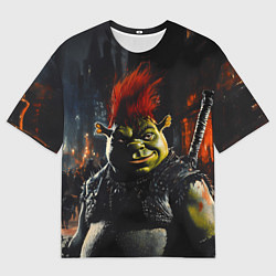 Футболка оверсайз мужская Шрек боец с катаной, цвет: 3D-принт