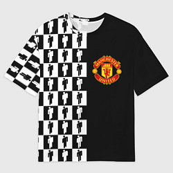 Футболка оверсайз мужская Манчестер Юнайтед текстура люди, цвет: 3D-принт
