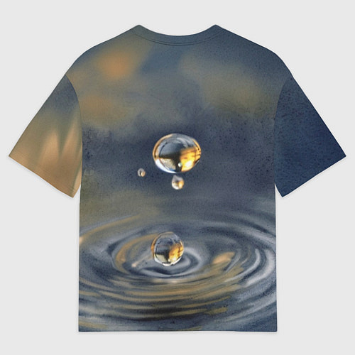 Мужская футболка оверсайз Акварельная Царевна-лягушка и капля / 3D-принт – фото 2