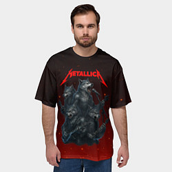 Футболка оверсайз мужская Metallica в виде волков, цвет: 3D-принт — фото 2