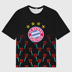 Футболка оверсайз мужская Бавария Мюнхен розы паттерн, цвет: 3D-принт