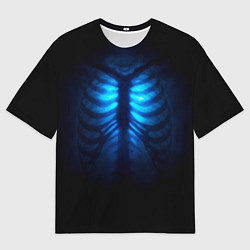 Футболка оверсайз мужская Душа синяя - позвоночник и рёбра просвечиваются, цвет: 3D-принт