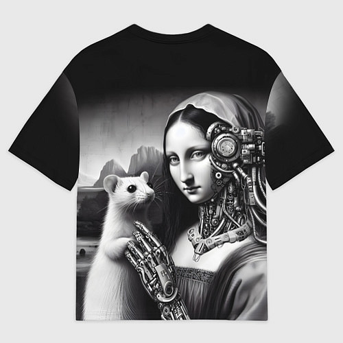 Мужская футболка оверсайз Cecilia Gallerani - the lady with the ermine cyber / 3D-принт – фото 2