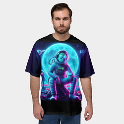 Футболка оверсайз мужская Космонавты Рик и Морти - неоновый космос, цвет: 3D-принт — фото 2