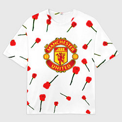 Мужская футболка оверсайз Манчестер Юнайтед розы паттерн
