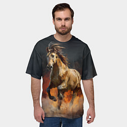 Футболка оверсайз мужская Лошадь нарисованная красками, цвет: 3D-принт — фото 2