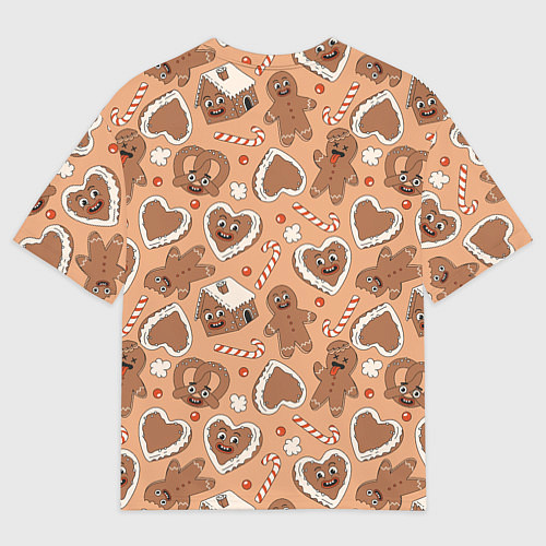 Мужская футболка оверсайз Паттерн с новогодним печеньем / 3D-принт – фото 2