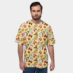 Футболка оверсайз мужская Новогодний паттерн, цвет: 3D-принт — фото 2