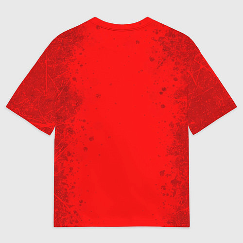 Мужская футболка оверсайз Белая эмблема hitman на красном / 3D-принт – фото 2