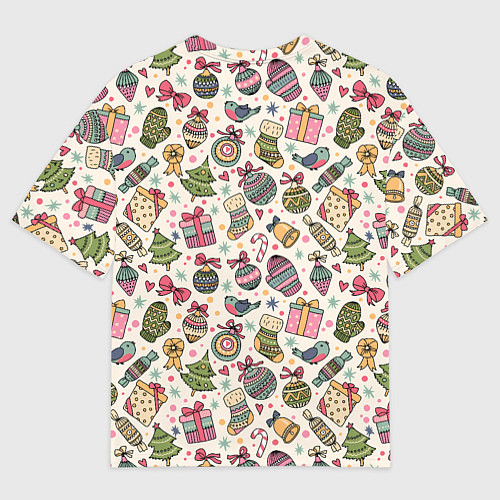 Мужская футболка оверсайз Новогодний паттерн / 3D-принт – фото 2