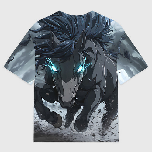 Мужская футболка оверсайз Мощный конь / 3D-принт – фото 2