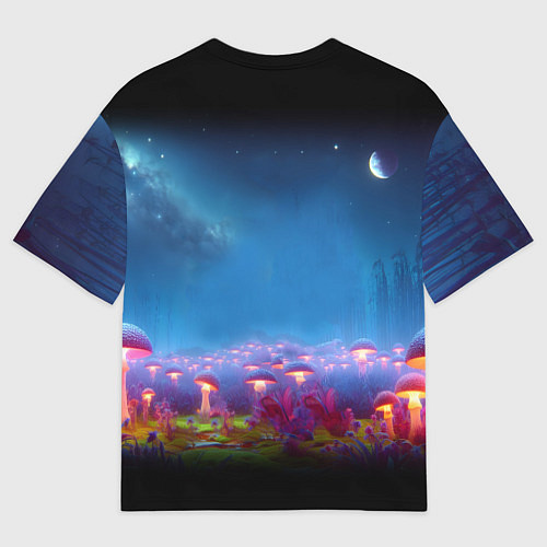 Мужская футболка оверсайз Шрек бравый космонавт - неоновое свечение / 3D-принт – фото 2