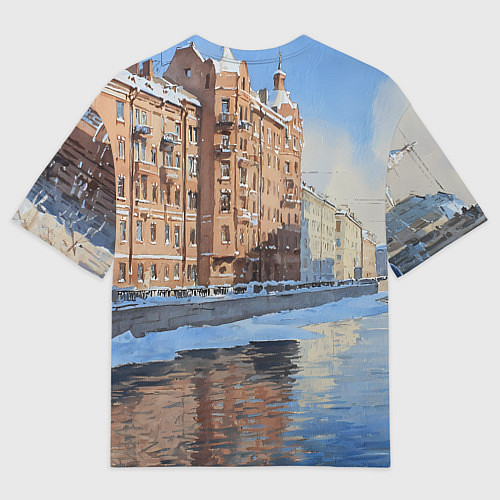 Мужская футболка оверсайз Зимний Санкт-Петербург / 3D-принт – фото 2
