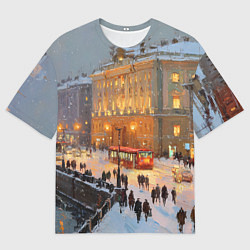 Футболка оверсайз мужская Предновогодний Санкт-Петербург, цвет: 3D-принт