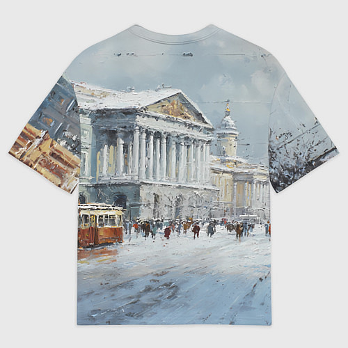 Мужская футболка оверсайз Зимний Питер красками / 3D-принт – фото 2