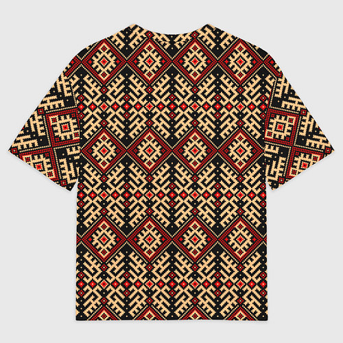 Мужская футболка оверсайз Славянский вышивной орнамент макошь / 3D-принт – фото 2