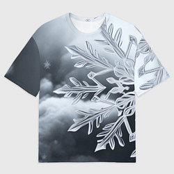 Мужская футболка оверсайз Снежинка на черно белое