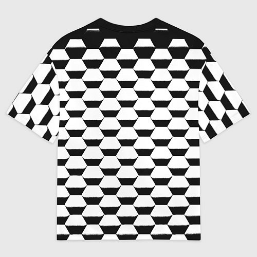 Мужская футболка оверсайз Juventus геометрия черно белая / 3D-принт – фото 2