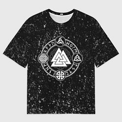 Мужская футболка оверсайз Валькнут и символы в круге
