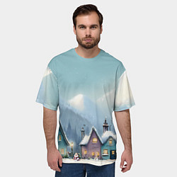 Футболка оверсайз мужская Новогодние дома, цвет: 3D-принт — фото 2