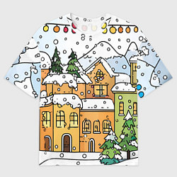 Мужская футболка оверсайз Новогодний снегопад