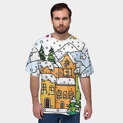 Футболка оверсайз мужская Новогодний снегопад, цвет: 3D-принт — фото 2