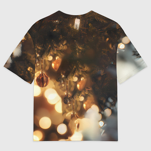 Мужская футболка оверсайз Лошадка под новогодней елкой / 3D-принт – фото 2