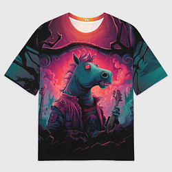 Мужская футболка оверсайз Лошадь рок стиль