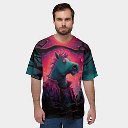 Футболка оверсайз мужская Лошадь рок стиль, цвет: 3D-принт — фото 2