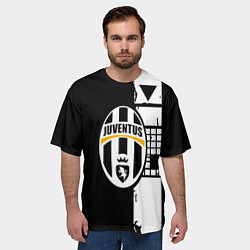 Футболка оверсайз мужская Ювентус геометрия белая, цвет: 3D-принт — фото 2