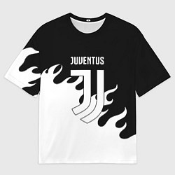 Футболка оверсайз мужская Ювентус огонь текстура, цвет: 3D-принт