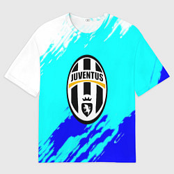 Мужская футболка оверсайз Ювентус краски штрихи текстура