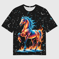 Мужская футболка оверсайз Лошадь на снегу