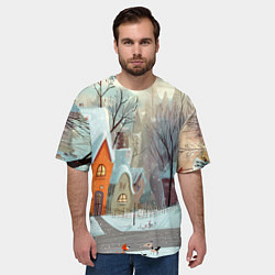 Футболка оверсайз мужская Милый новогодний дворик, цвет: 3D-принт — фото 2