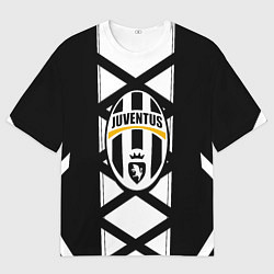 Футболка оверсайз мужская Ювентус геометрия полосы линии, цвет: 3D-принт