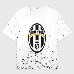 Мужская футболка оверсайз Juventus краски текстура всплеск