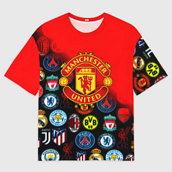 Мужская футболка оверсайз Манчестер Юнайтед логотипы команд