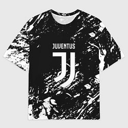 Мужская футболка оверсайз Juventus белые штрихи красок